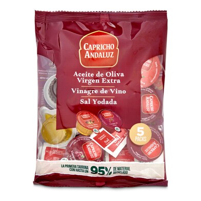 Set aliño aceite de oliva y vinagre Capricho andaluz bolsa 1 unidad-0 Set aliño aceite de oliva y vinagre Capricho andaluz bolsa 1 unidad-0