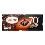 Chocolate negro 70% cacao Valor 200 g
