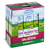 Leche desnatada sin lactosa Central Lechera Asturiana brik 6 x 1 l