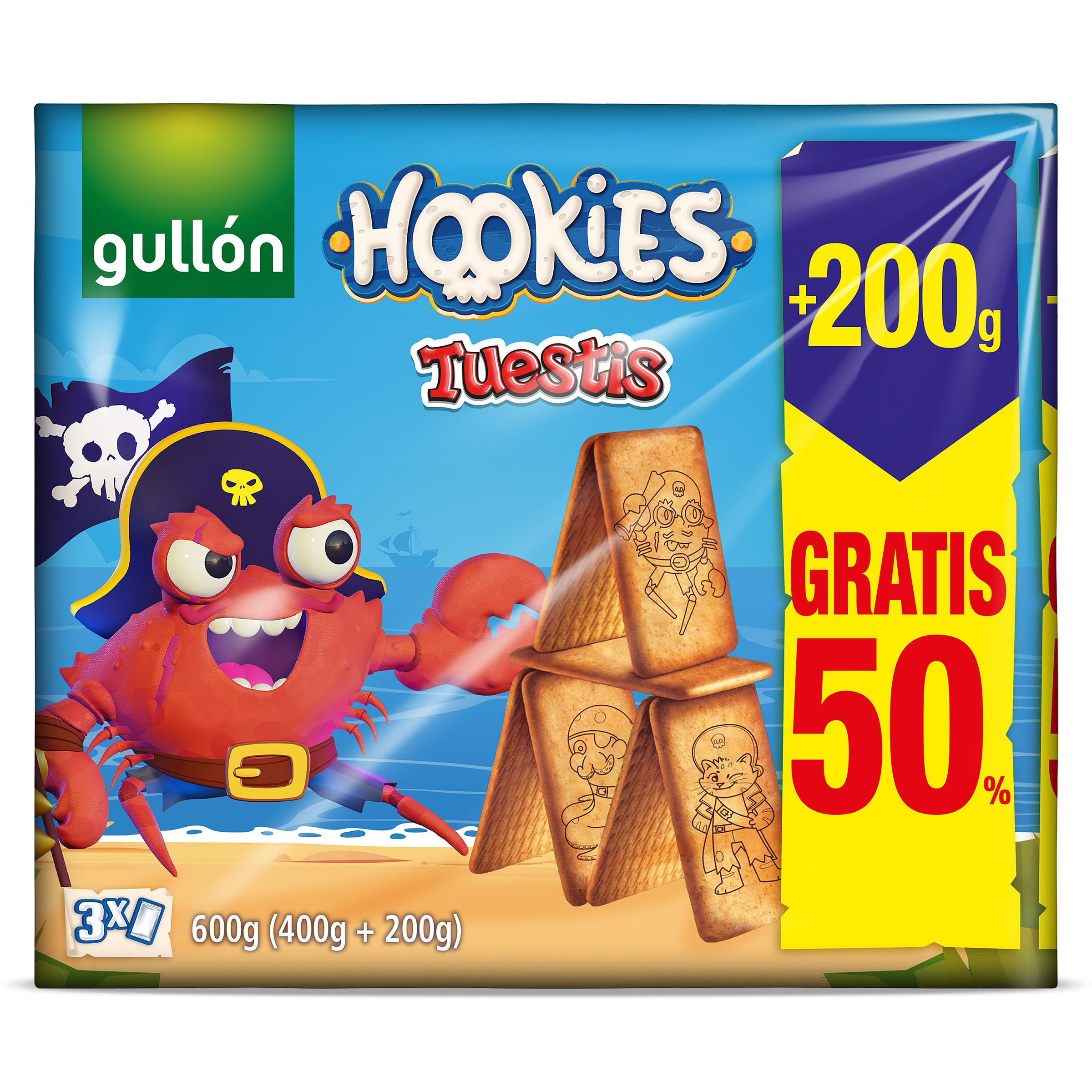 Galletas hookies tuestis Gullón caja 400 + 200 g gratis