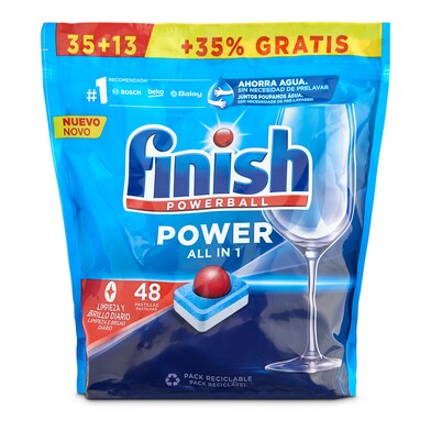 Lavavajillas máquina todo en uno powerball Finish bolsa 48 unidades-0