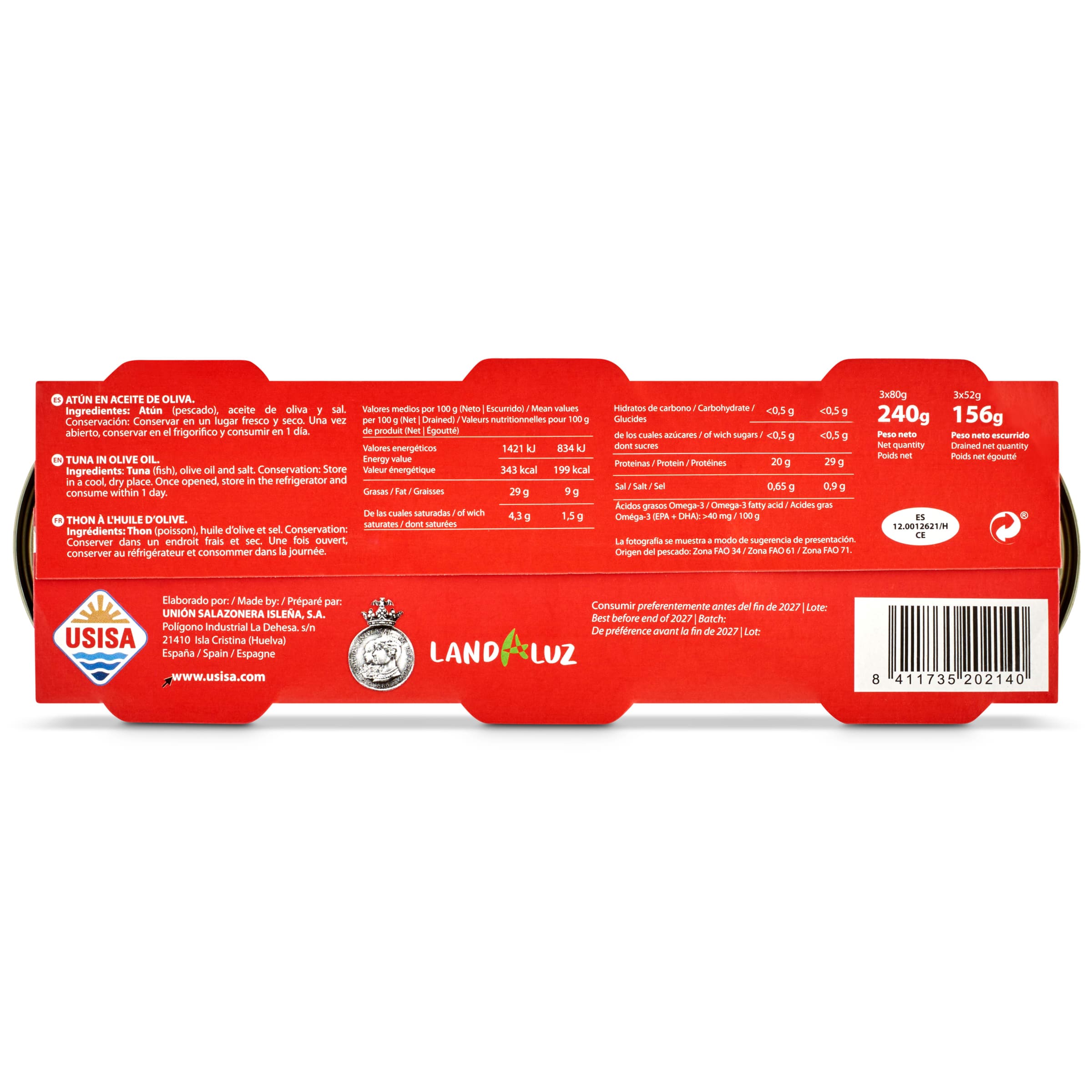 Atún de Almadraba en aceite de oliva Tejero 3 x 52 g