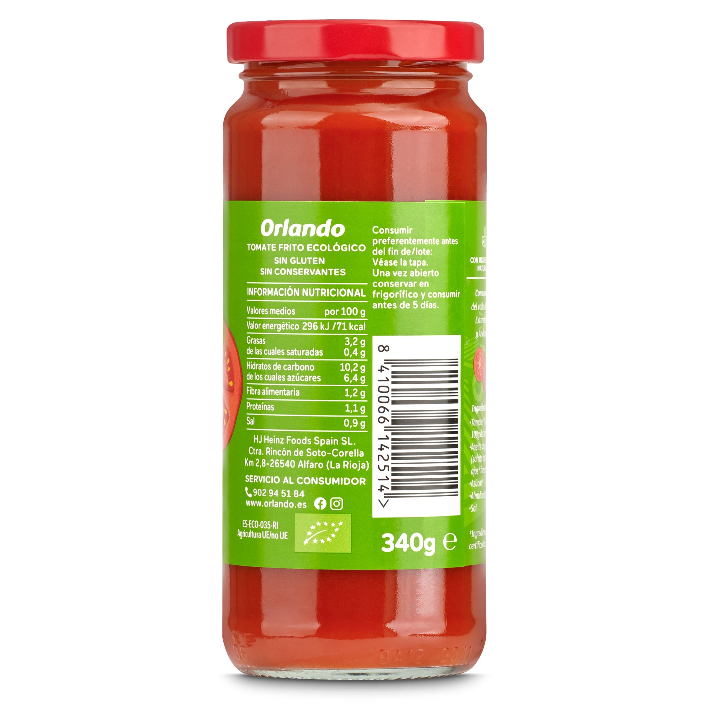 Tomate frito ecológico Orlando 340 g