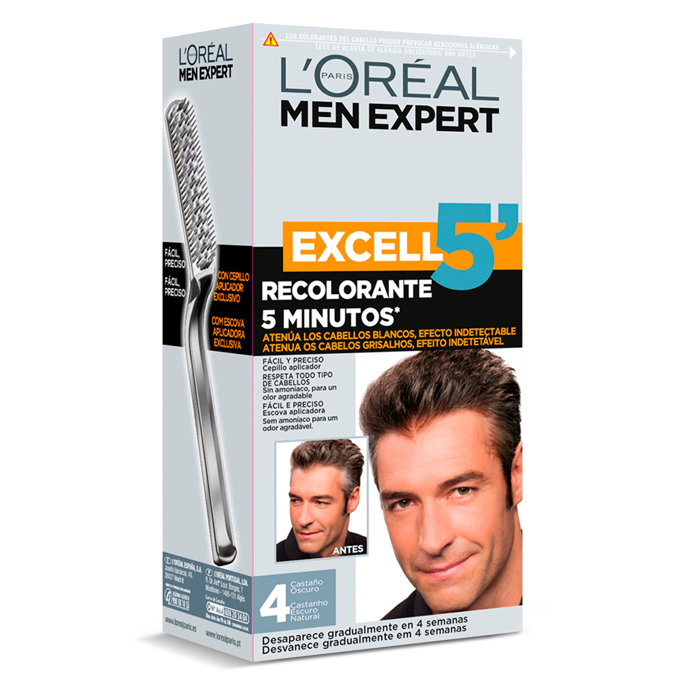 Tinte para hombre castaño oscuro nº4 L'Oréal caja 1 unidad-0