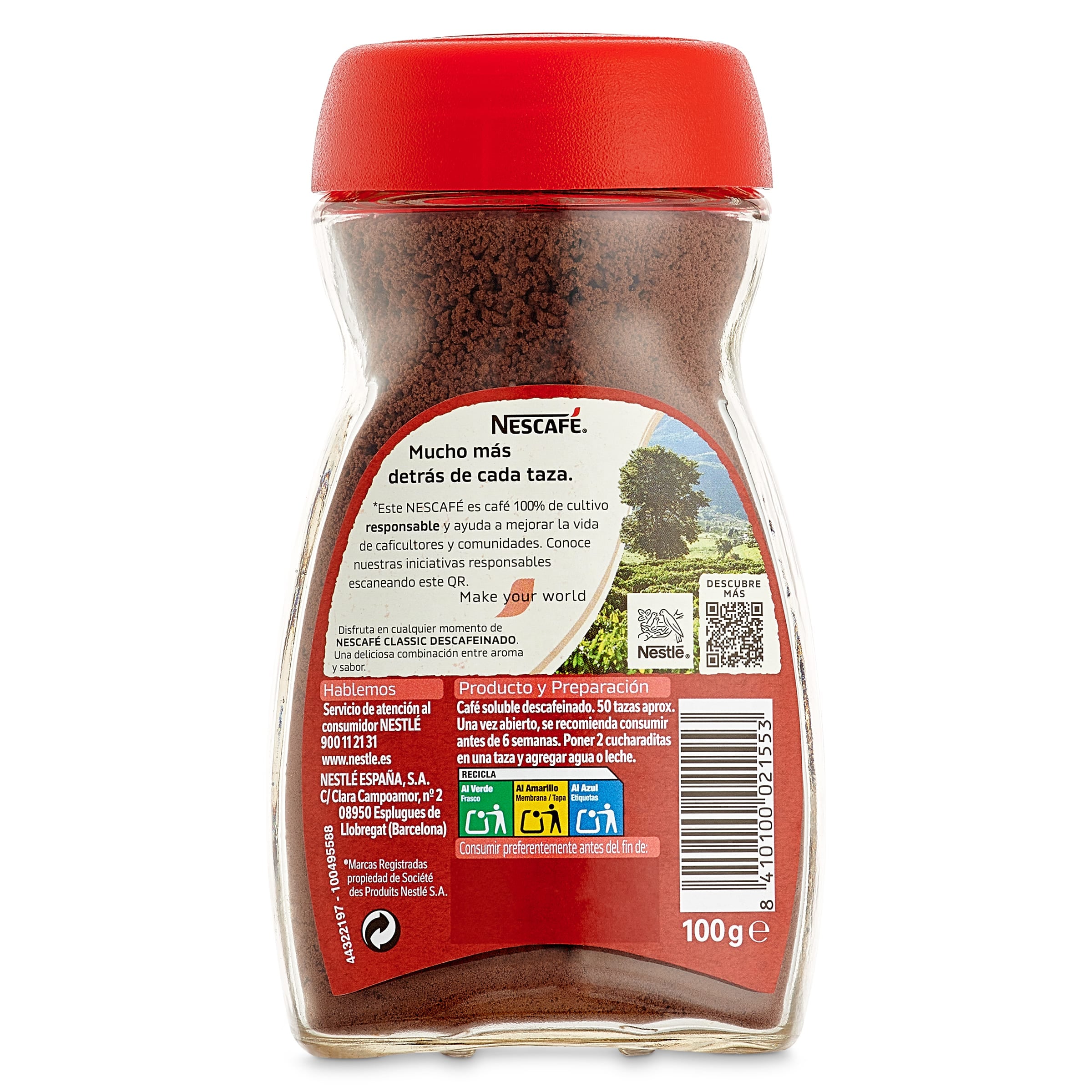Café soluble descafeinado Nescafé 100 g