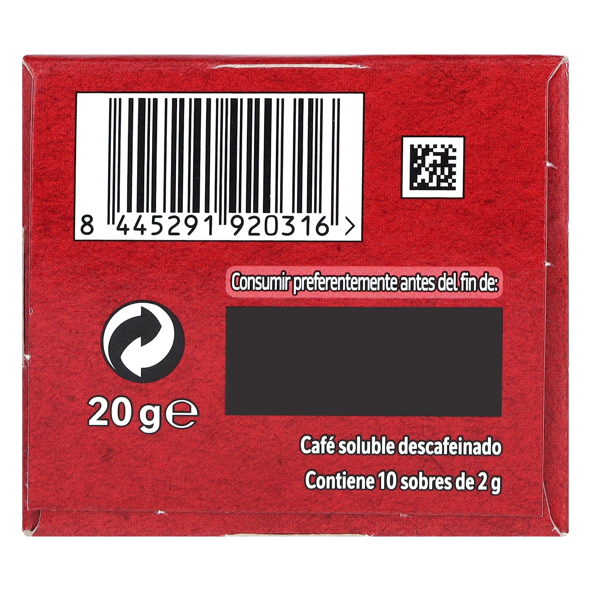 Café soluble descafeinado en sobres Nescafé 20 g
