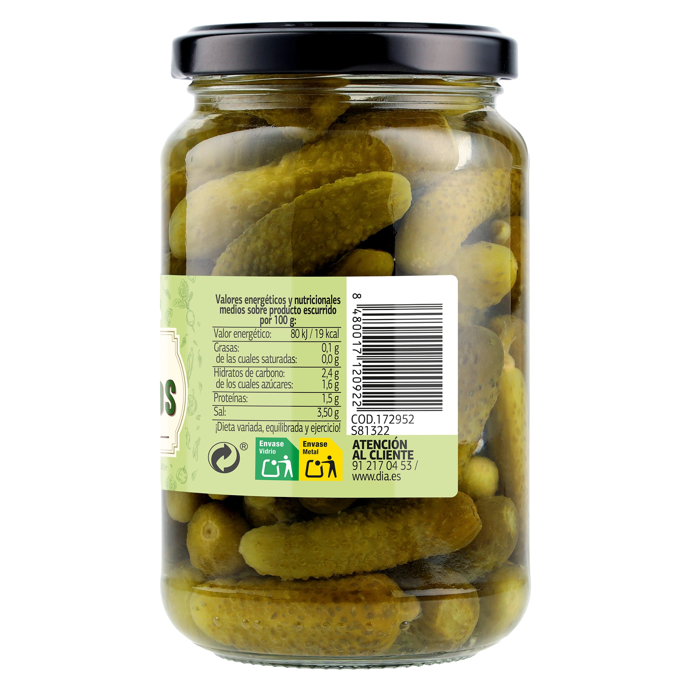 Pepinillos sabor anchoa Dia Vegecampo 180 g