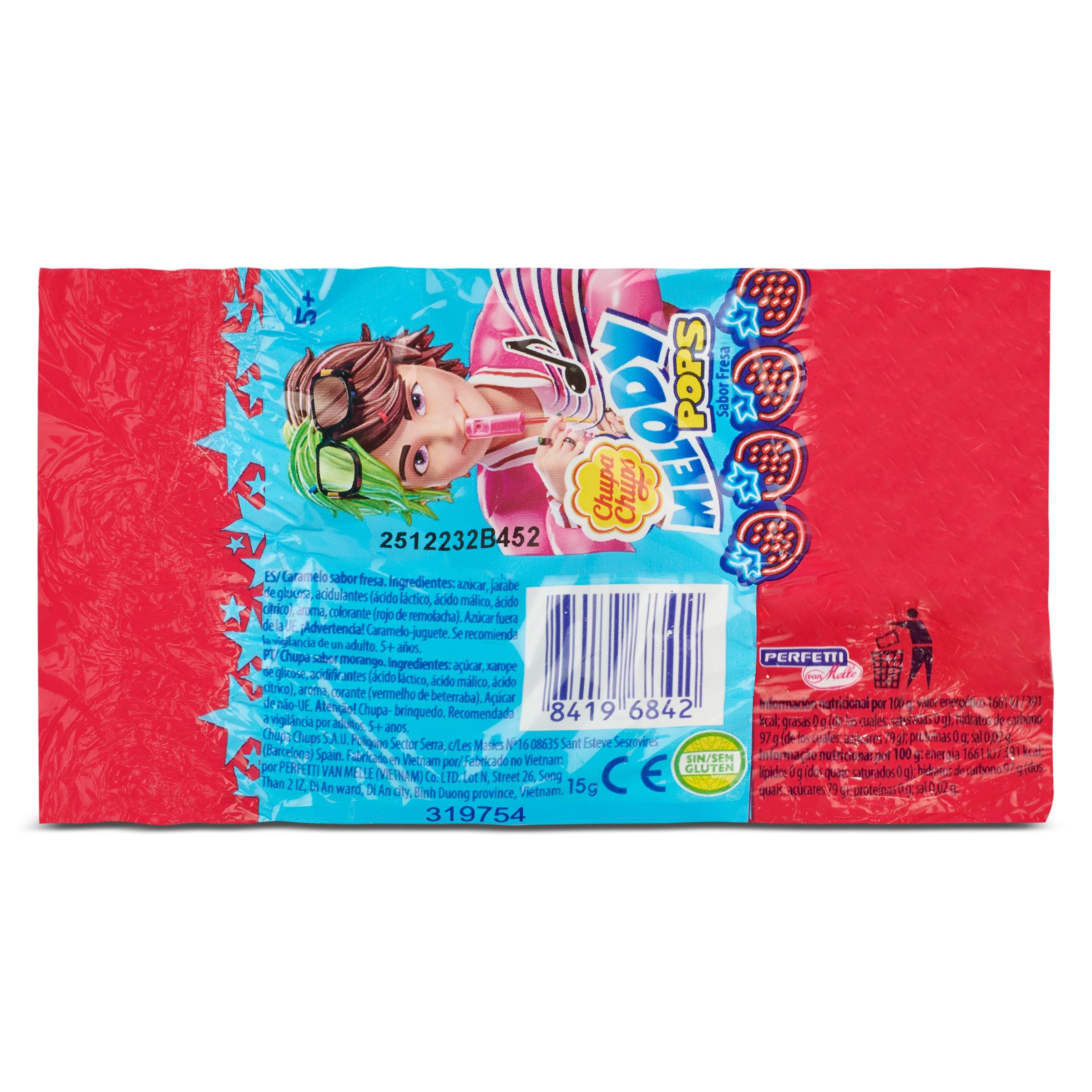Caramelo con palo de fresa melody pops Chupa Chups 1 unidad