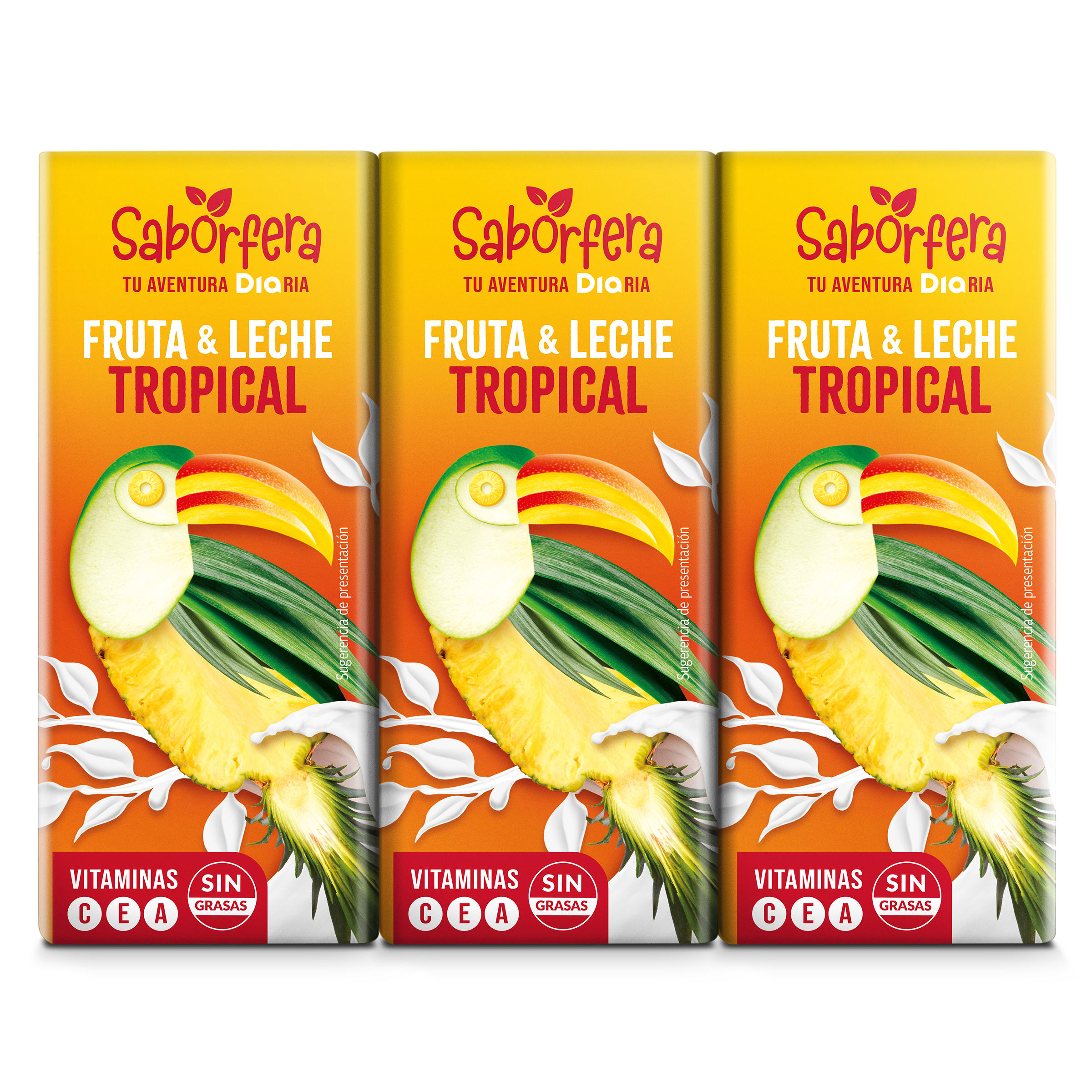 Bebida de fruta y leche tropical Dia Saborfera 6 x 200 ml