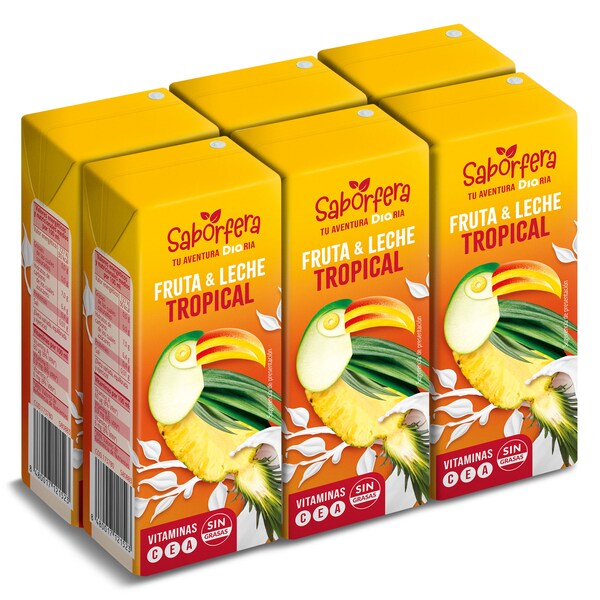 Bebida Frutas con Leche Tropical Dia Zumosfera 6X200 Ml.