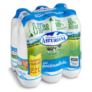 Leche semidesnatada Asturiana pack 6 x 2.2 L