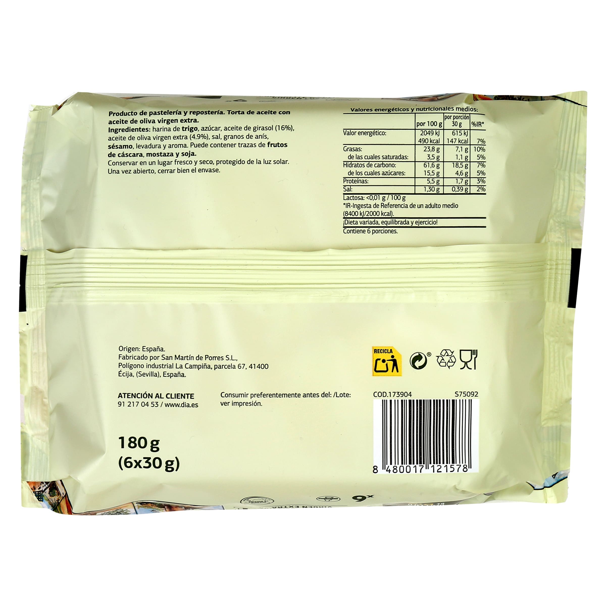 Tortas de aceite de oliva El Molino de Dia 180 g