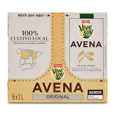 Pascual Vivesoy Bebida de Avena Sin Azúcar Añadido 6x1L