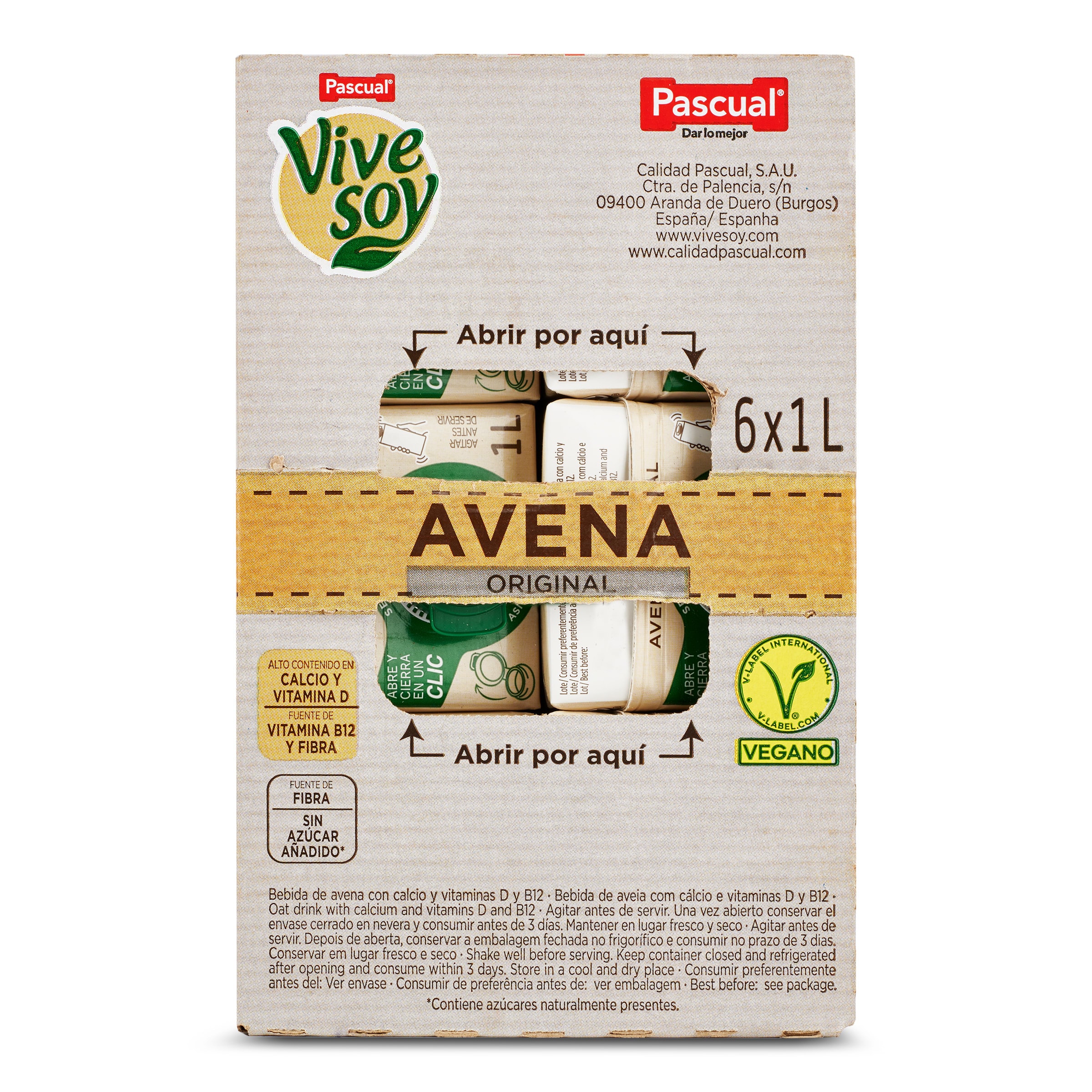Bebida de avena Pascual Vivesoy pack 6 x 1 L