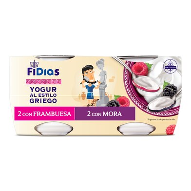 Yogur griego con mora y frambuesa Fidias de Dia pack 4 x 125 g-1 Yogur griego con mora y frambuesa Fidias de Dia pack 4 x 125 g-1