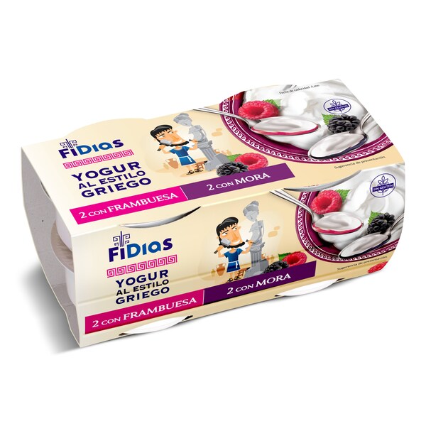Yogur Estilo Griego Mora Frambuesa Dia Fidias 4 Uds 125 Gr.
