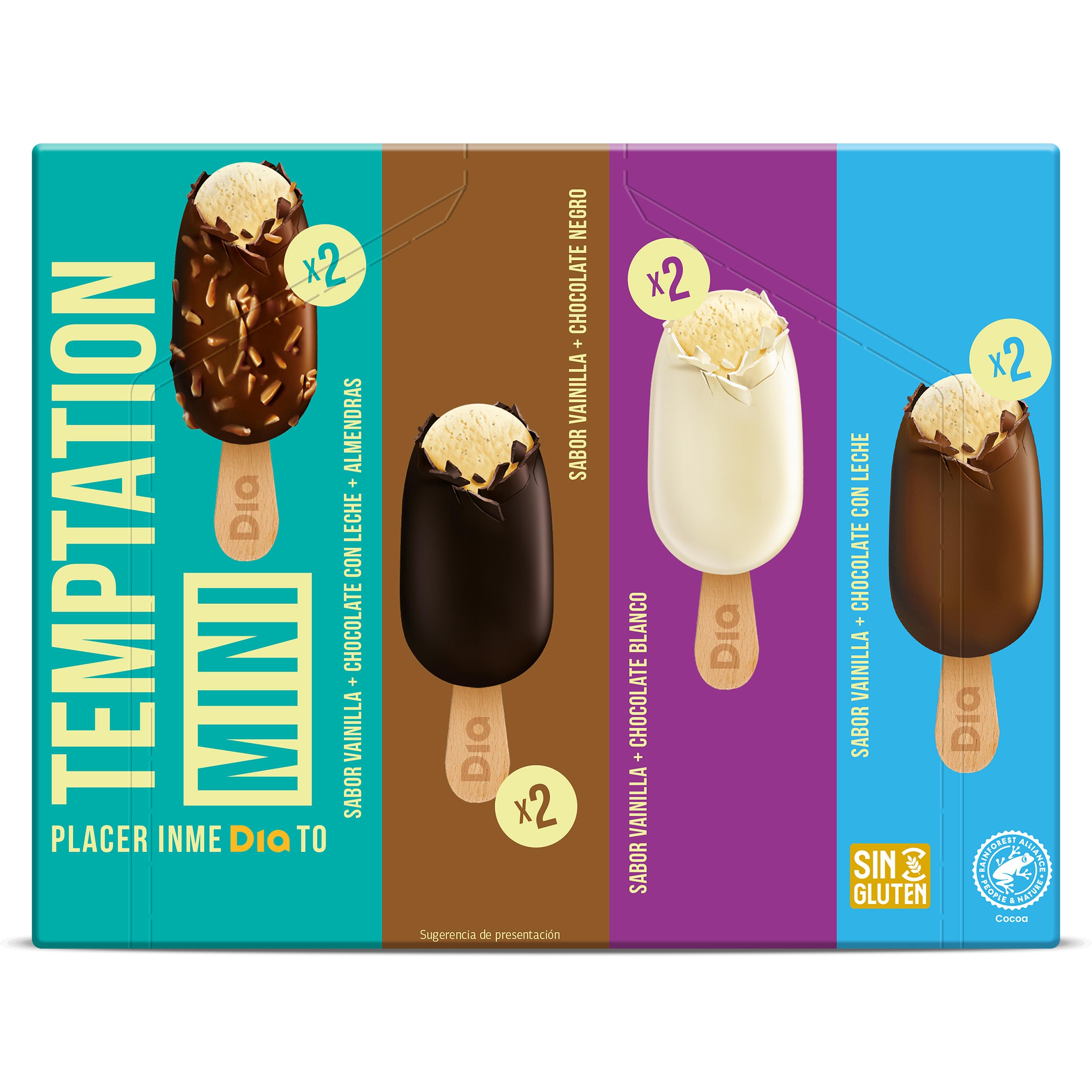 Helado bombón mini surtido Dia Temptation 8 x 36 g