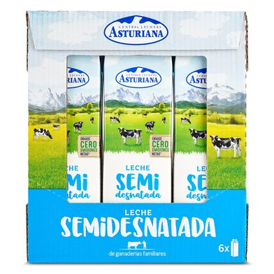 Leche semidesnatada Central Lechera Asturiana brik 6 x 1 l-1 Leche semidesnatada Central Lechera Asturiana brik 6 x 1 l-1