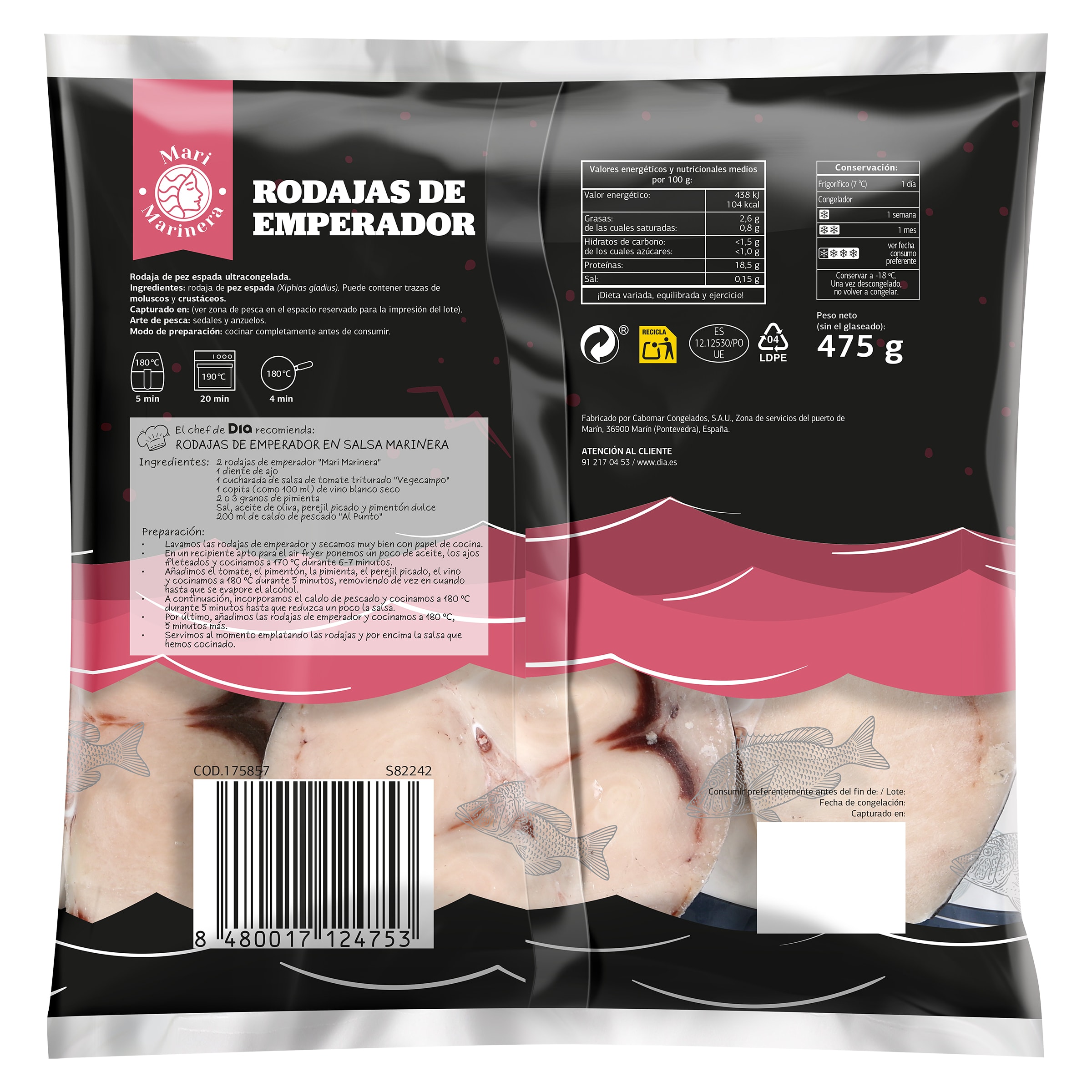 Rodajas de emperador Dia Mari Marinera 475 g