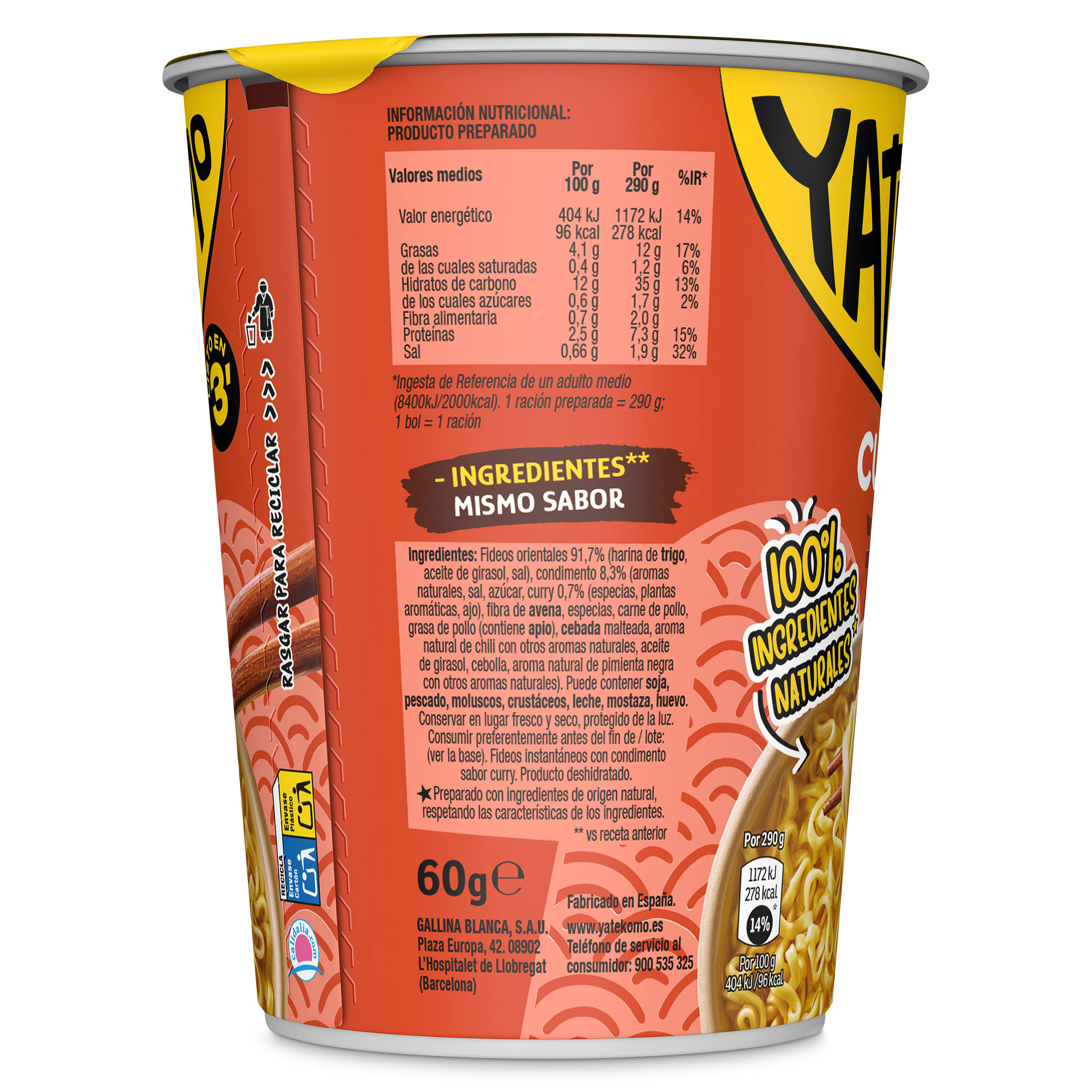 Noodles curry Gallina Blanca Yatekomo 61 g