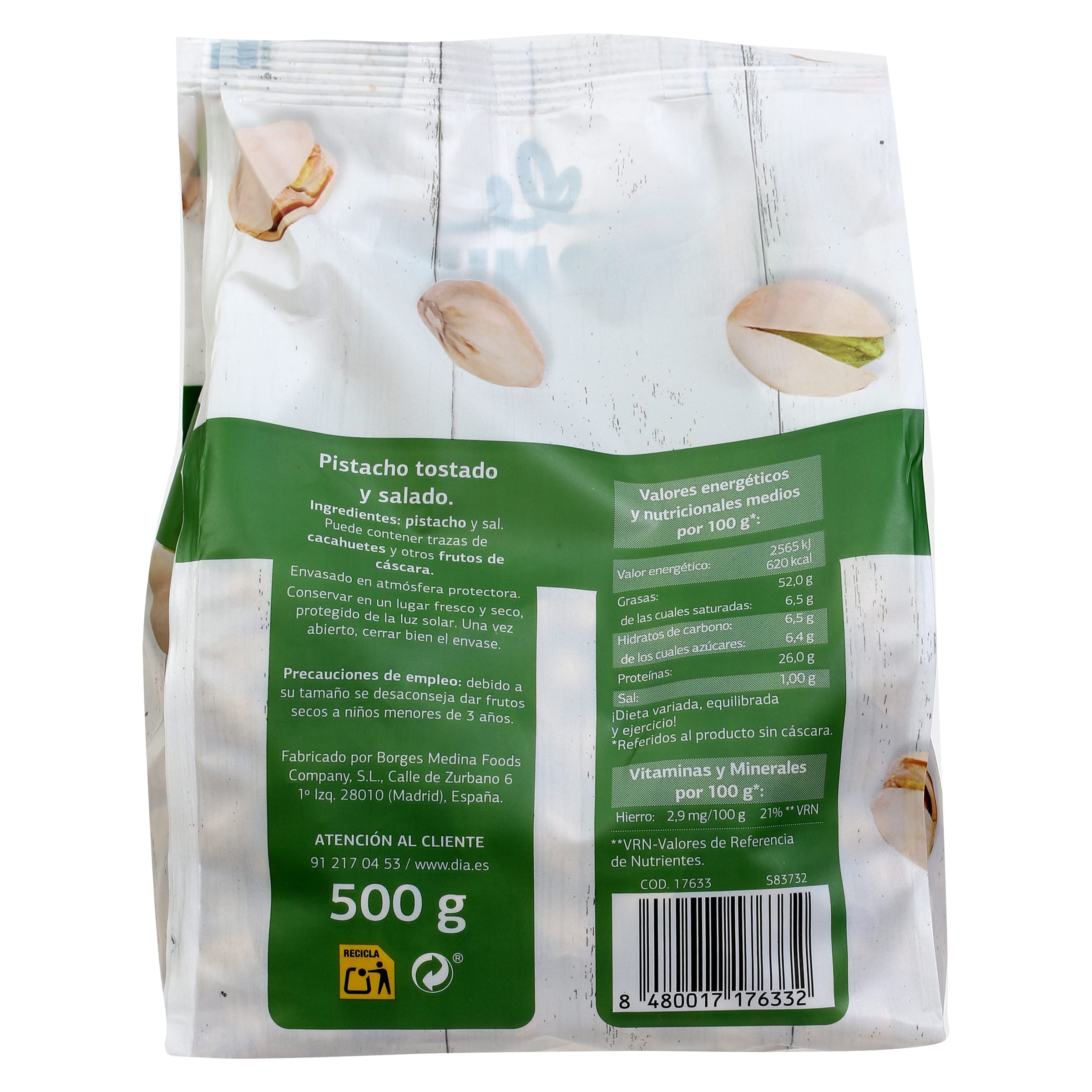 Pistacho tostado salado Dia Naturmundo 500 g