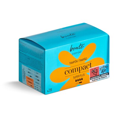 Tampón compacto con aplicador super plus Bonté Everyday de Dia caja 28 unidades-0 Tampón compacto con aplicador super plus Bonté Everyday de Dia caja 28 unidades-0