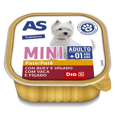 Paté para perros con buey e hígado As Dia tarrina 150 g-0