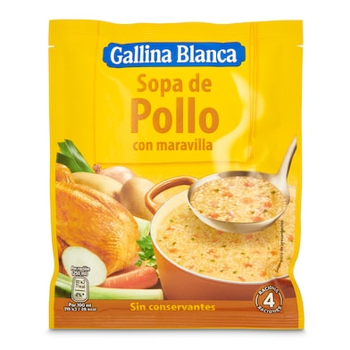 Sopa de pollo con maravilla Gallina Blanca sobre 85 g-0