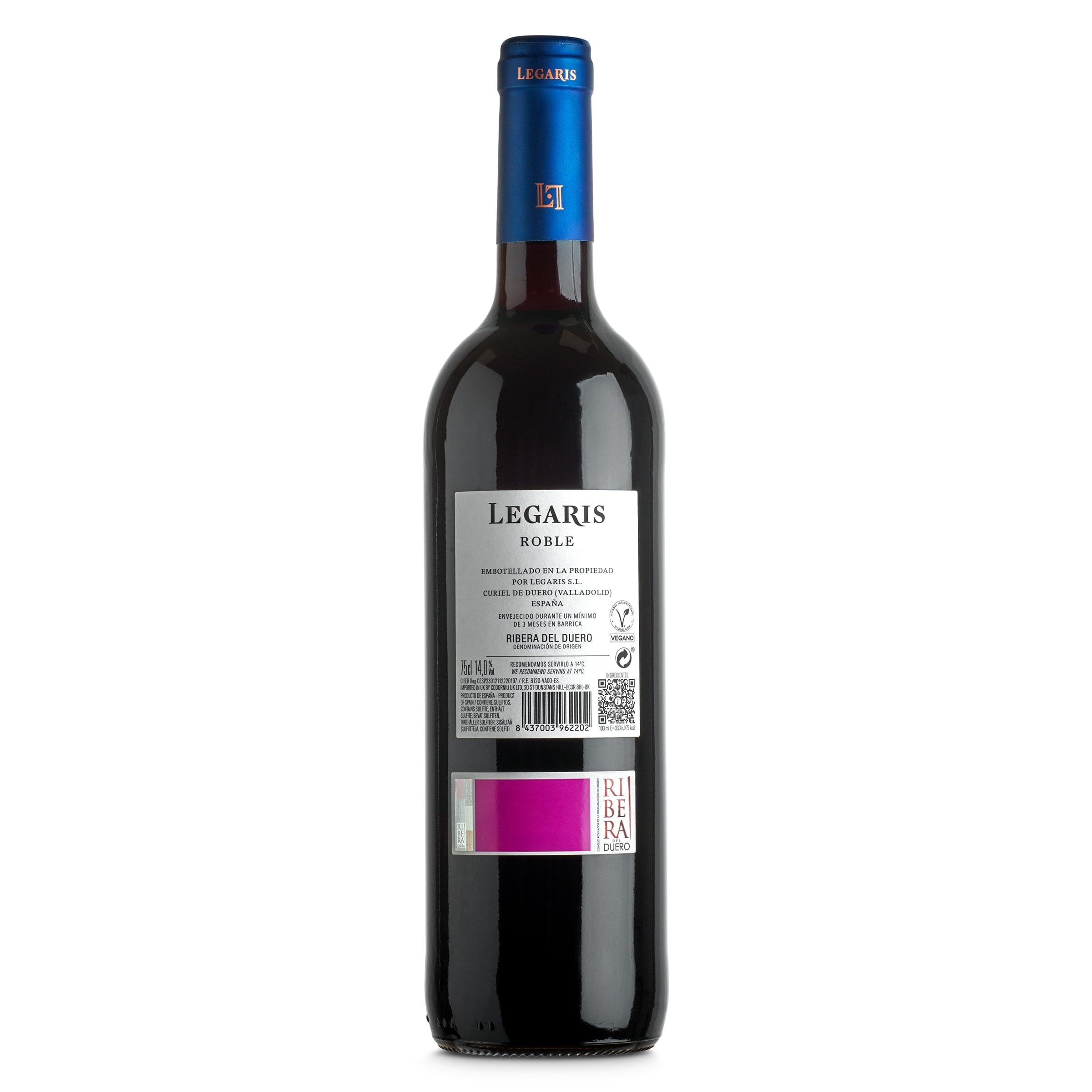 Vino tinto roble D.O. Ribera del Duero Legaris 75 cl