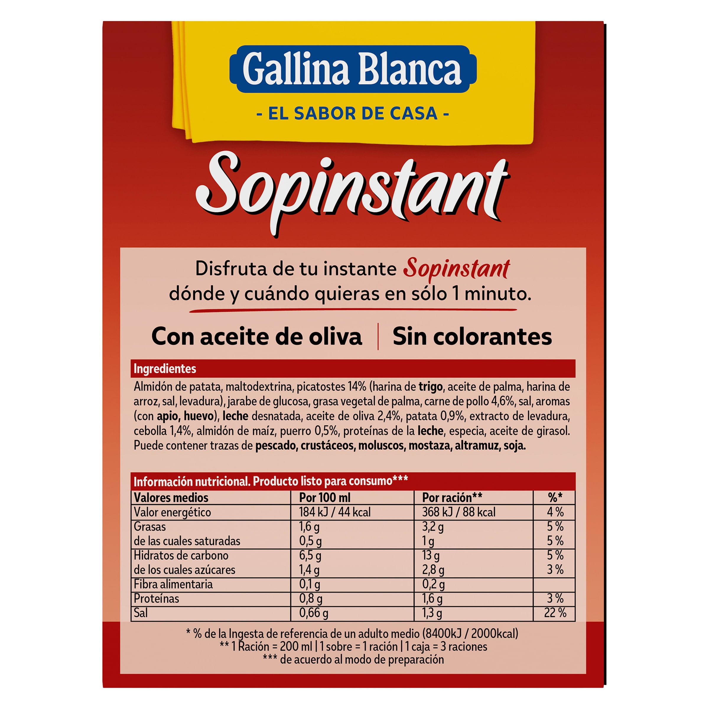 Crema de pollo con picatostes Gallina Blanca Sopinstant 63 g