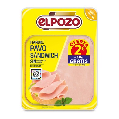 Fiambre de pavo sándwich Elpozo bandeja 270 g-0