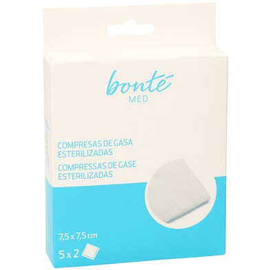 Compresas de gasa esterilizadas 7,5 x 7,5 cm caja Bonté Med de Dia caja 10 unidades-0