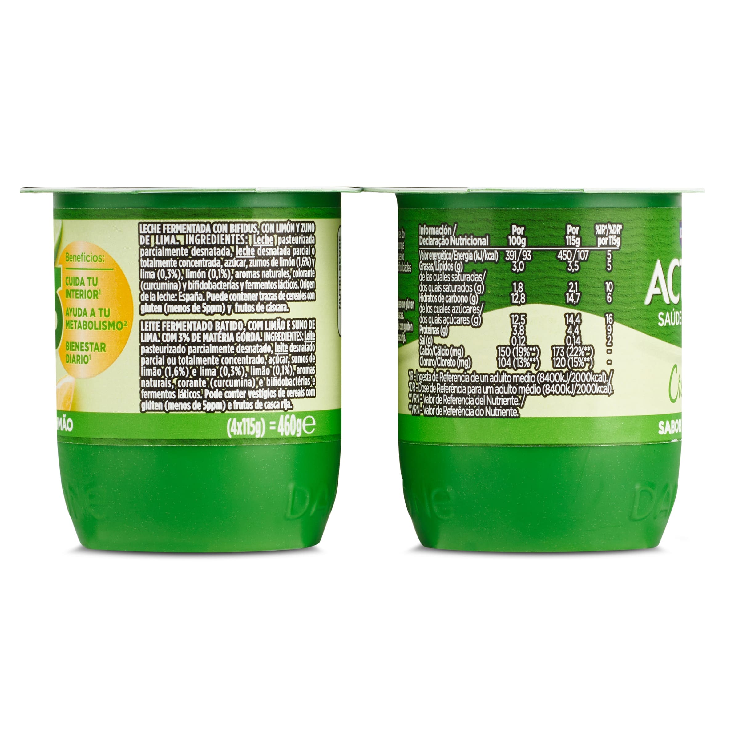 Bífidus cremoso de lima-limón Activia 4 x 115 g