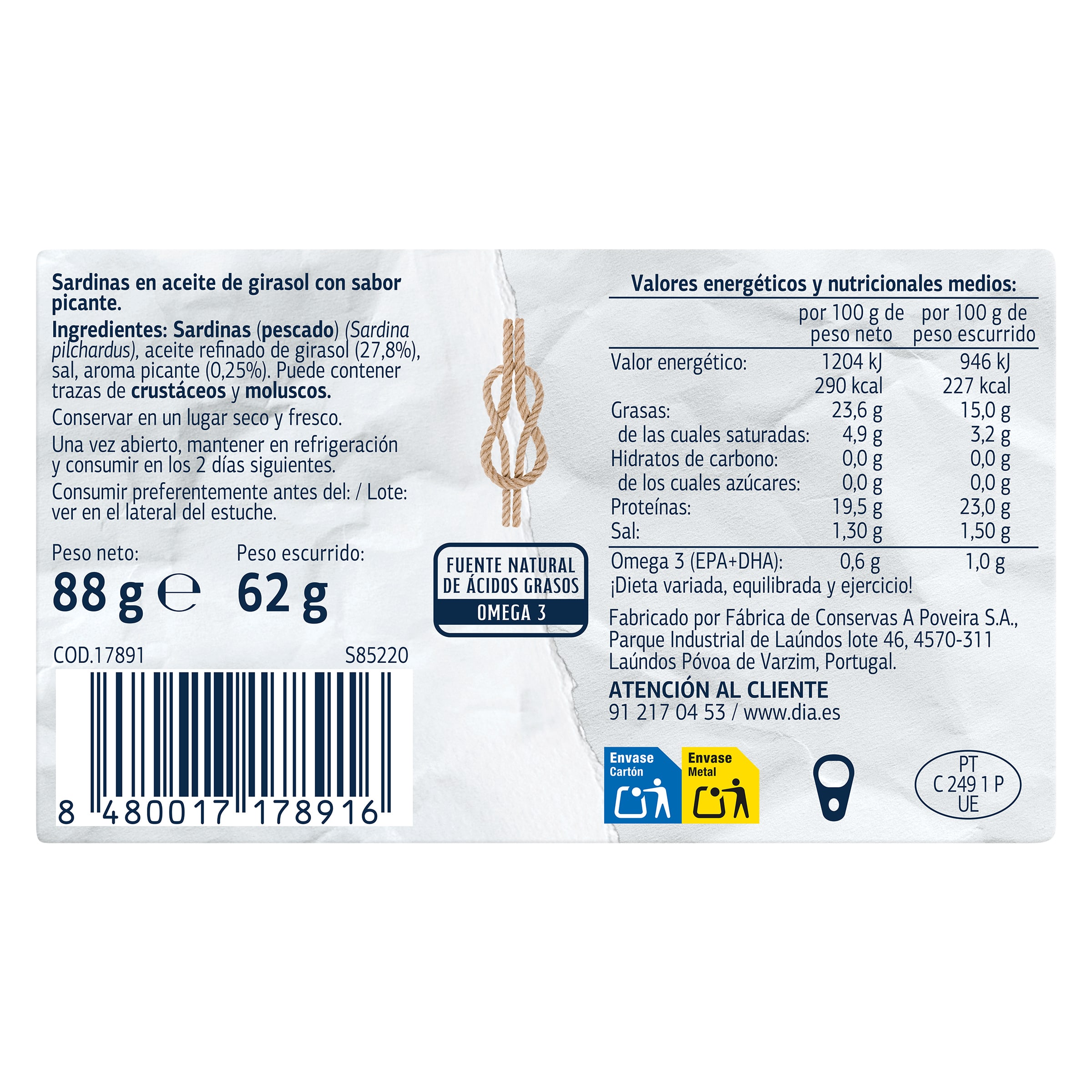 Sardinillas picantes Dia Mari Marinera 62 g