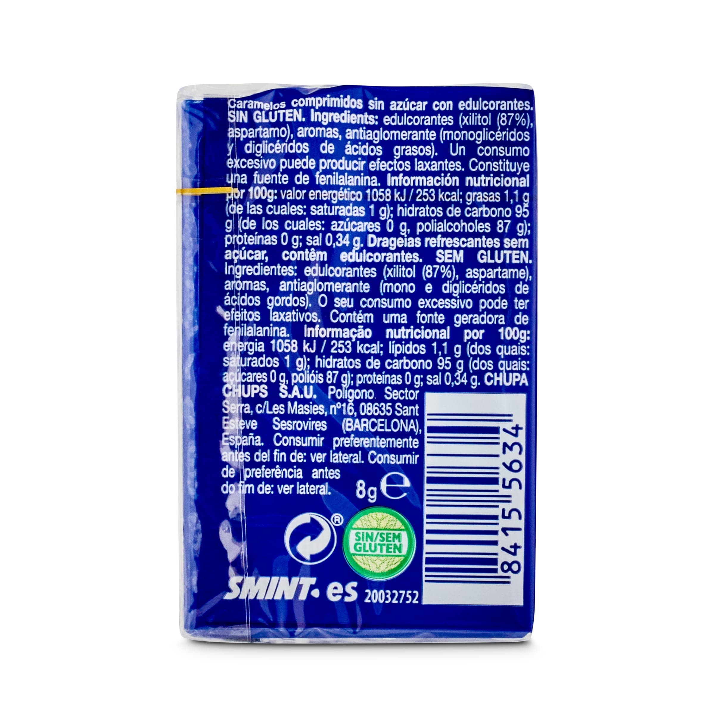 Pastillas de menta sin azúcar Smint 8 g