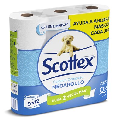 Papel higiénico megarollo Scottex bolsa 9 unidades-0