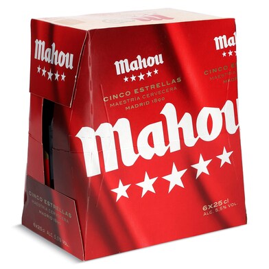 Cerveza Mahou 5 Estrellas botella 6 x 25 cl-0 Cerveza Mahou 5 Estrellas botella 6 x 25 cl-0