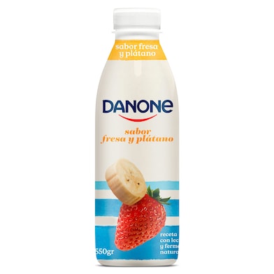 Yogur líquido de fresa y plátano Danone vaso 550 g-0