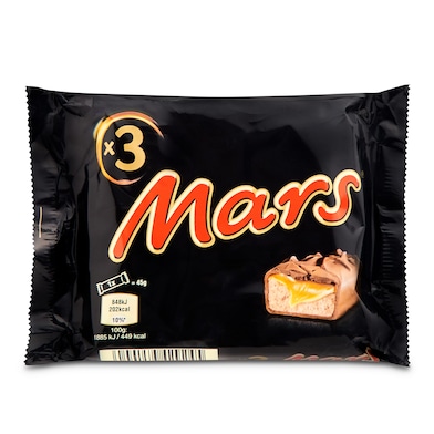 Barritas de chocolate y caramelo 3 unidades Mars bolsa 135 g-0