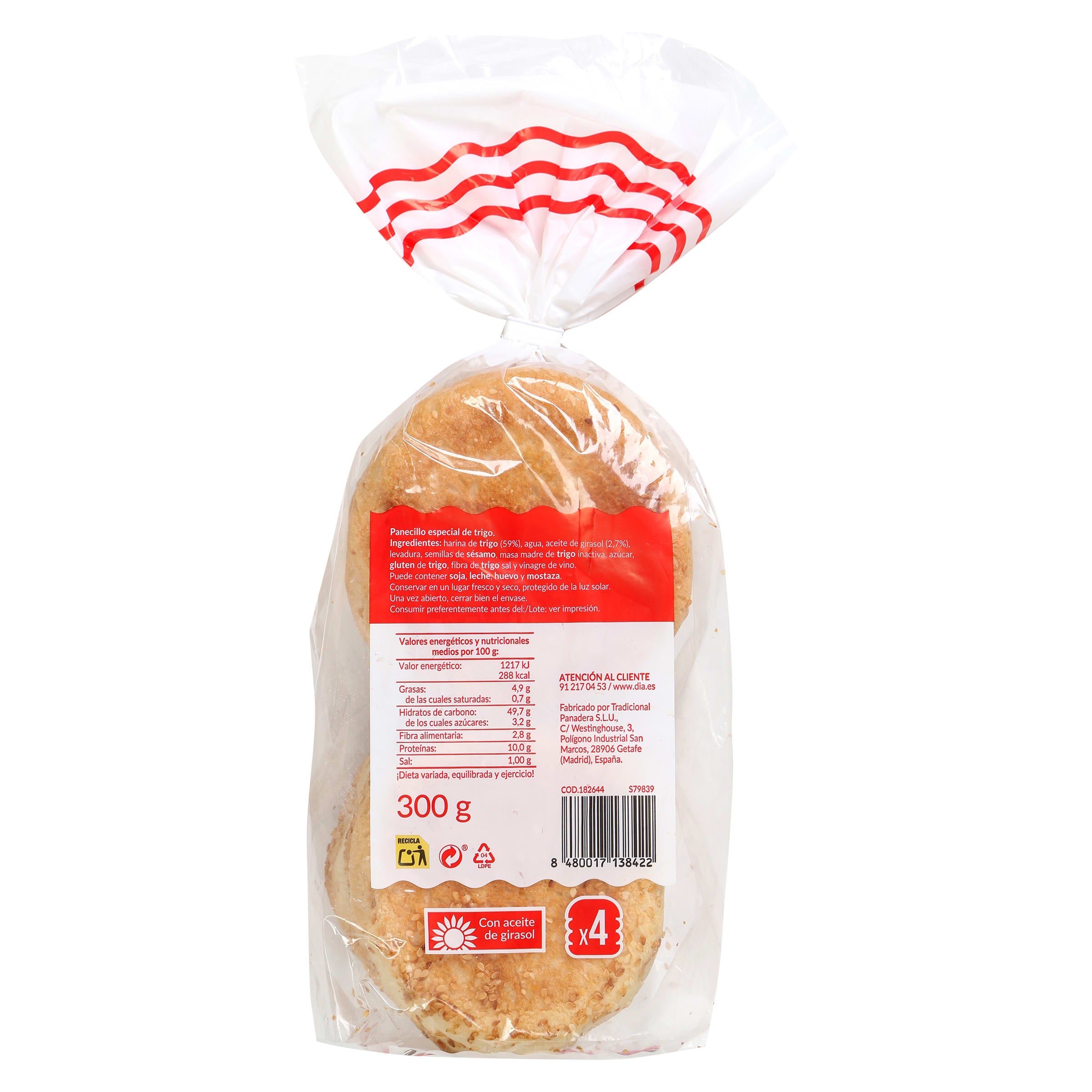 Pan de hamburguesa maxi El Molino de Dia 300 g