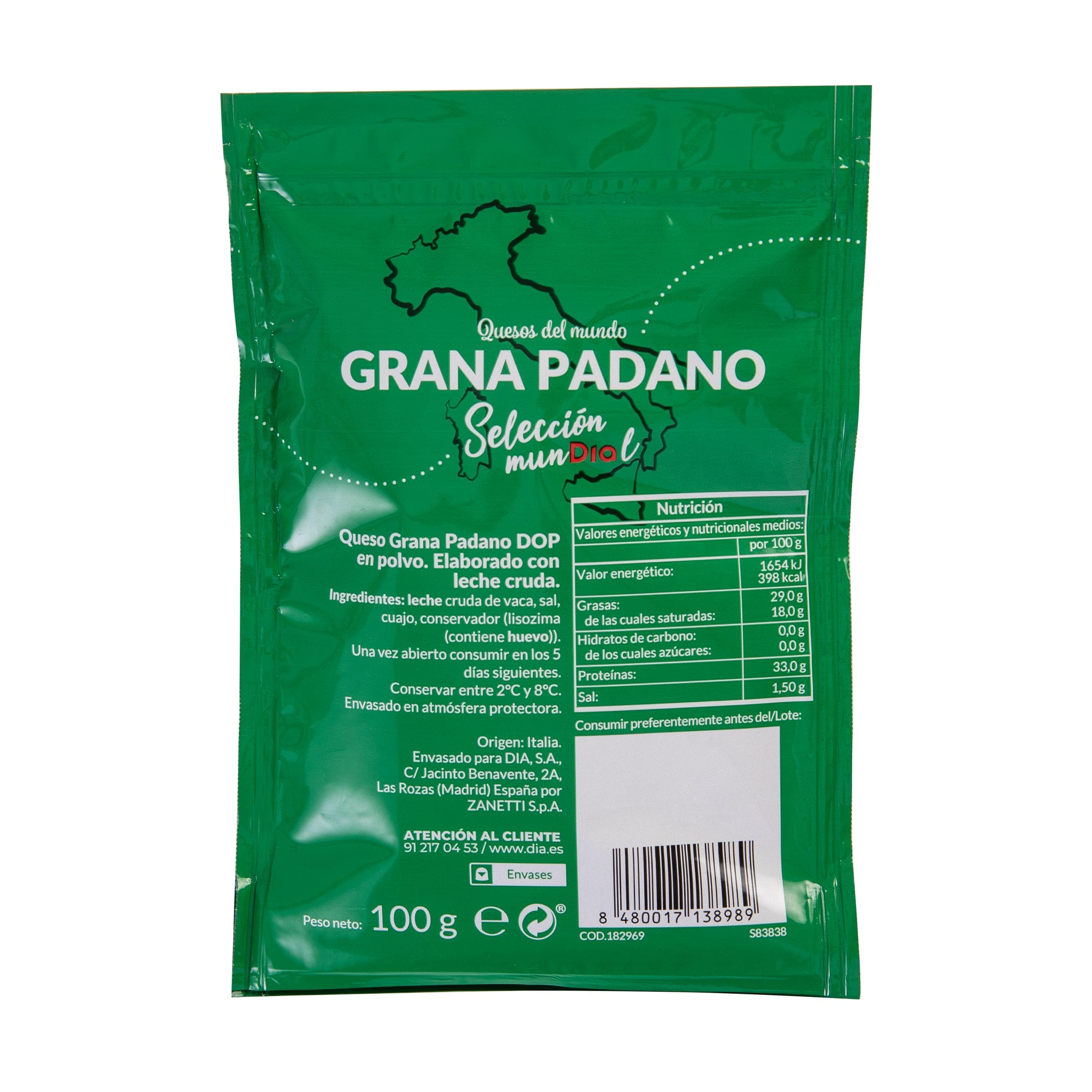 Queso rallado Grana Padano D.O.P. Dia Selección Mundial 100 g