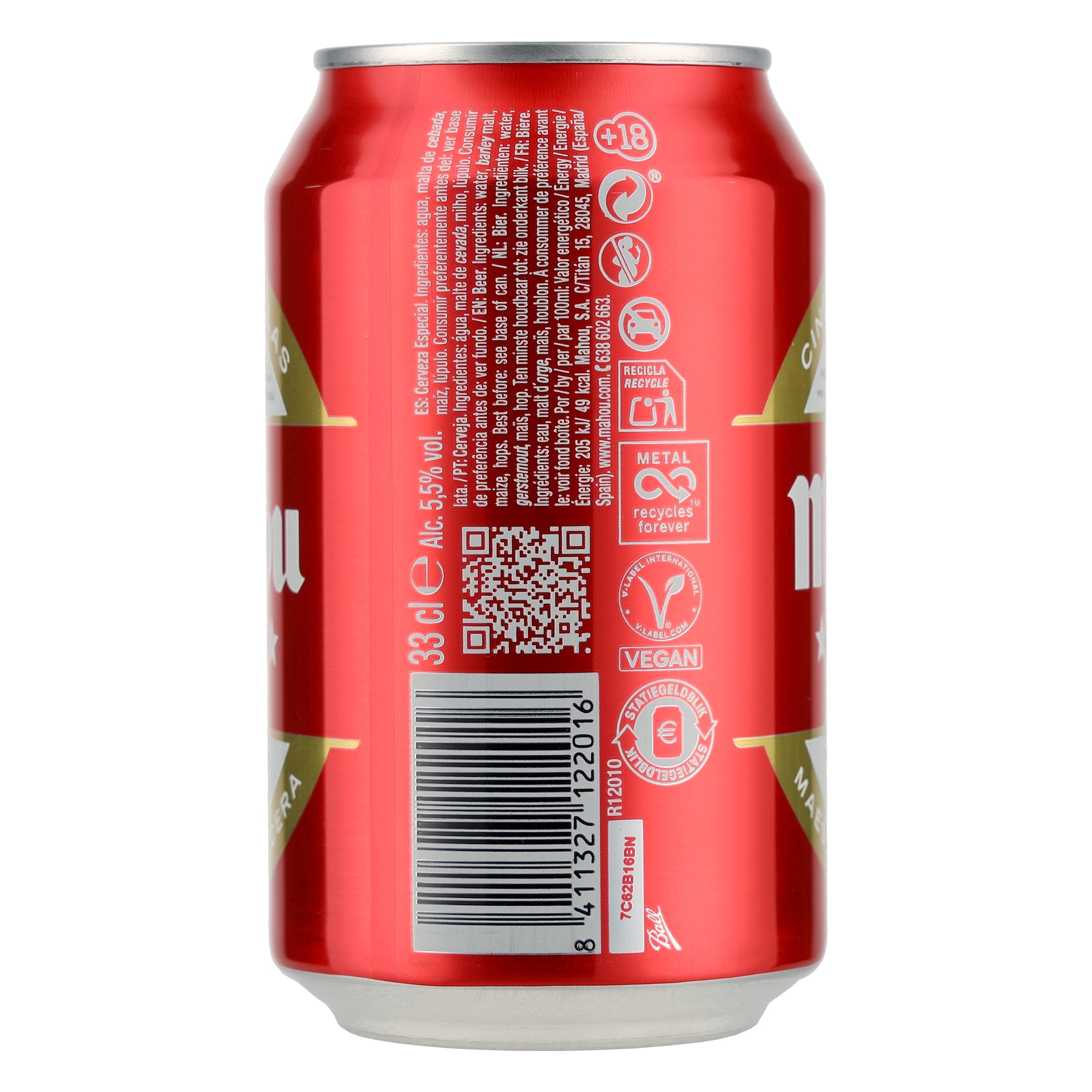Cerveza Mahou 5 Estrellas pack 24 x 33 cl