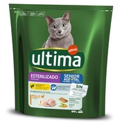 Alimento para gatos senior esterilizados Ultima bolsa 800 g