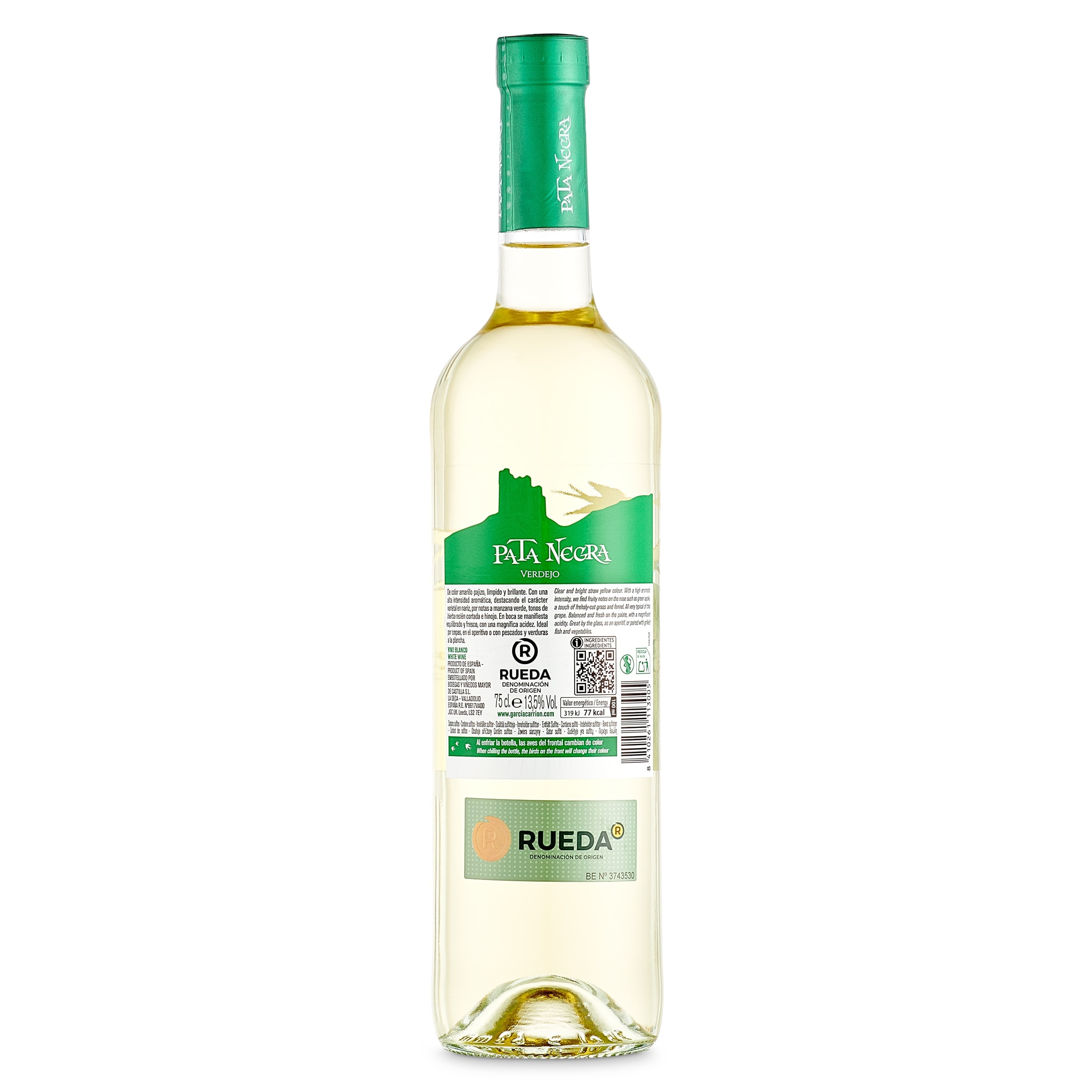 Vino blanco verdejo D.O. Rueda Pata negra 75 cl