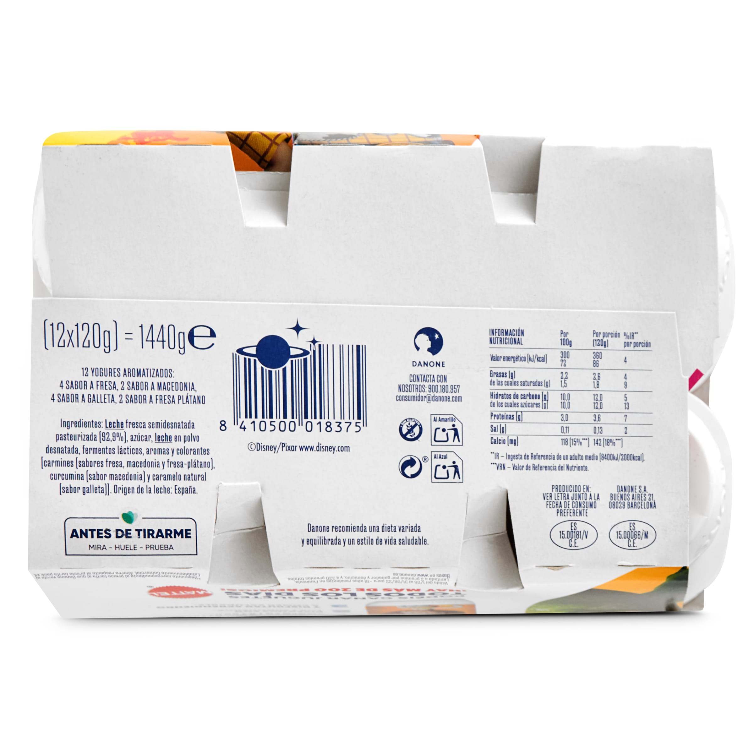 Yogur sabores Danone pack 12x120-grs
