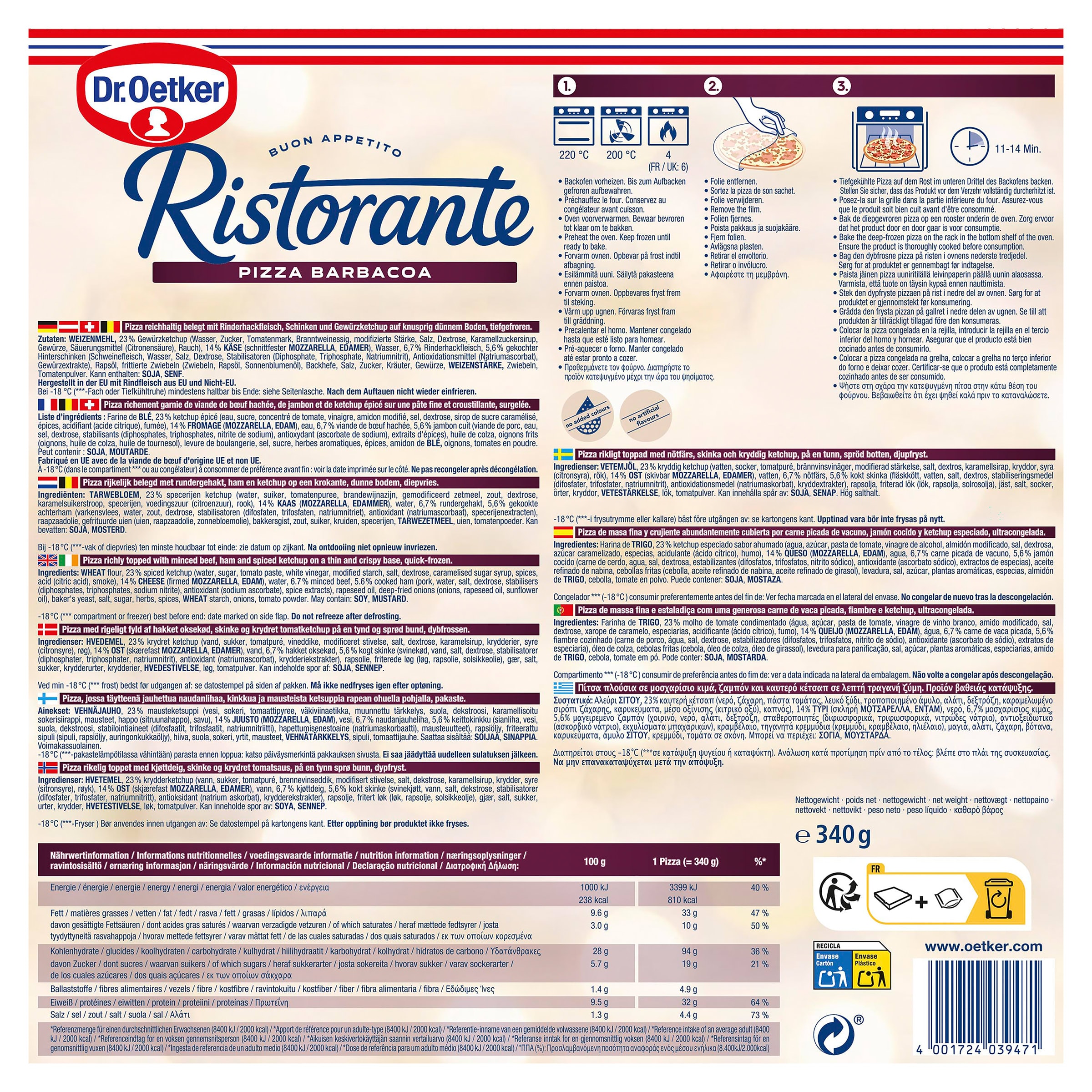 Pizza barbacoa Dr. Oetker Ristorante 340 g