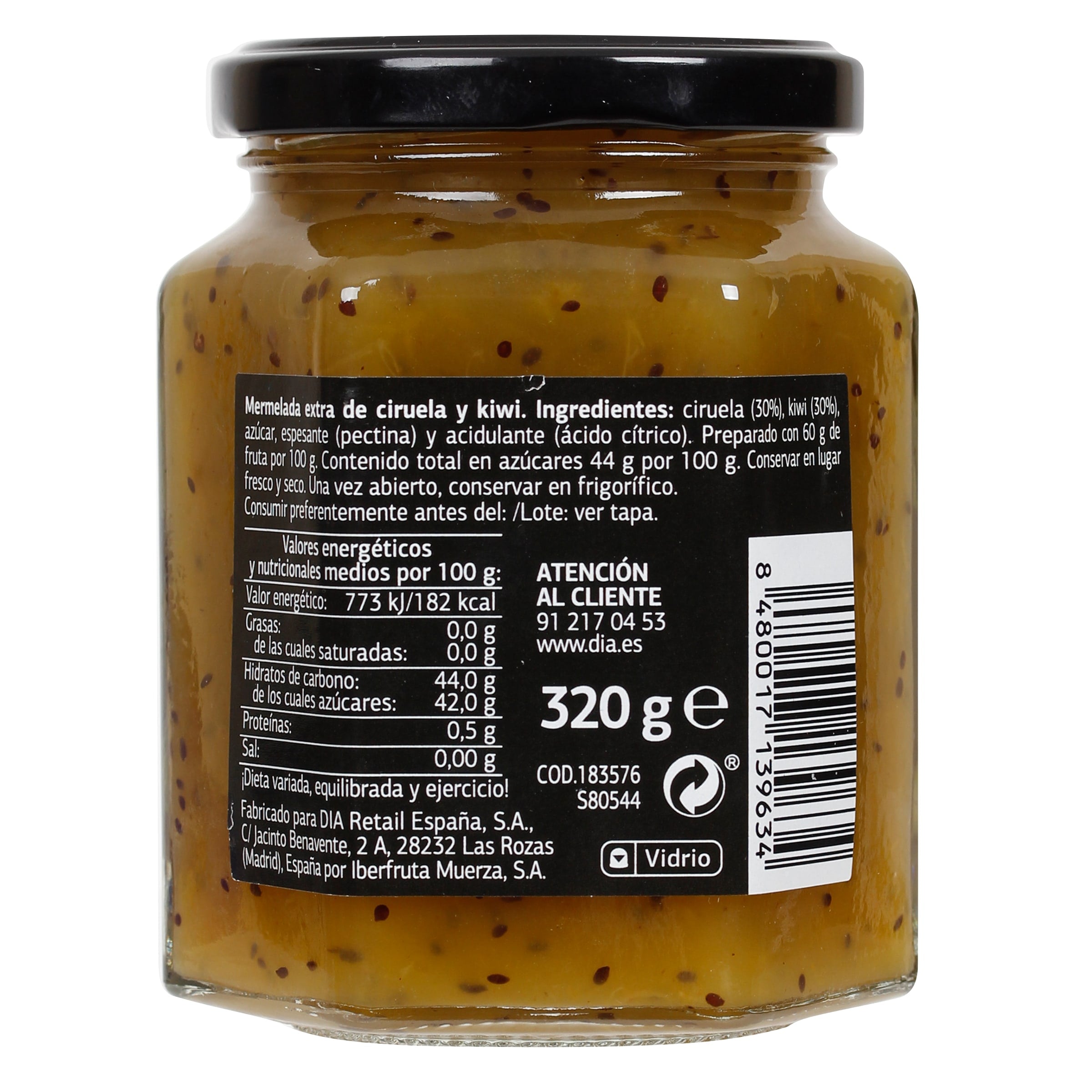Mermelada de ciruela y kiwi extra 60% fruta Dia Fruticampo 320 g