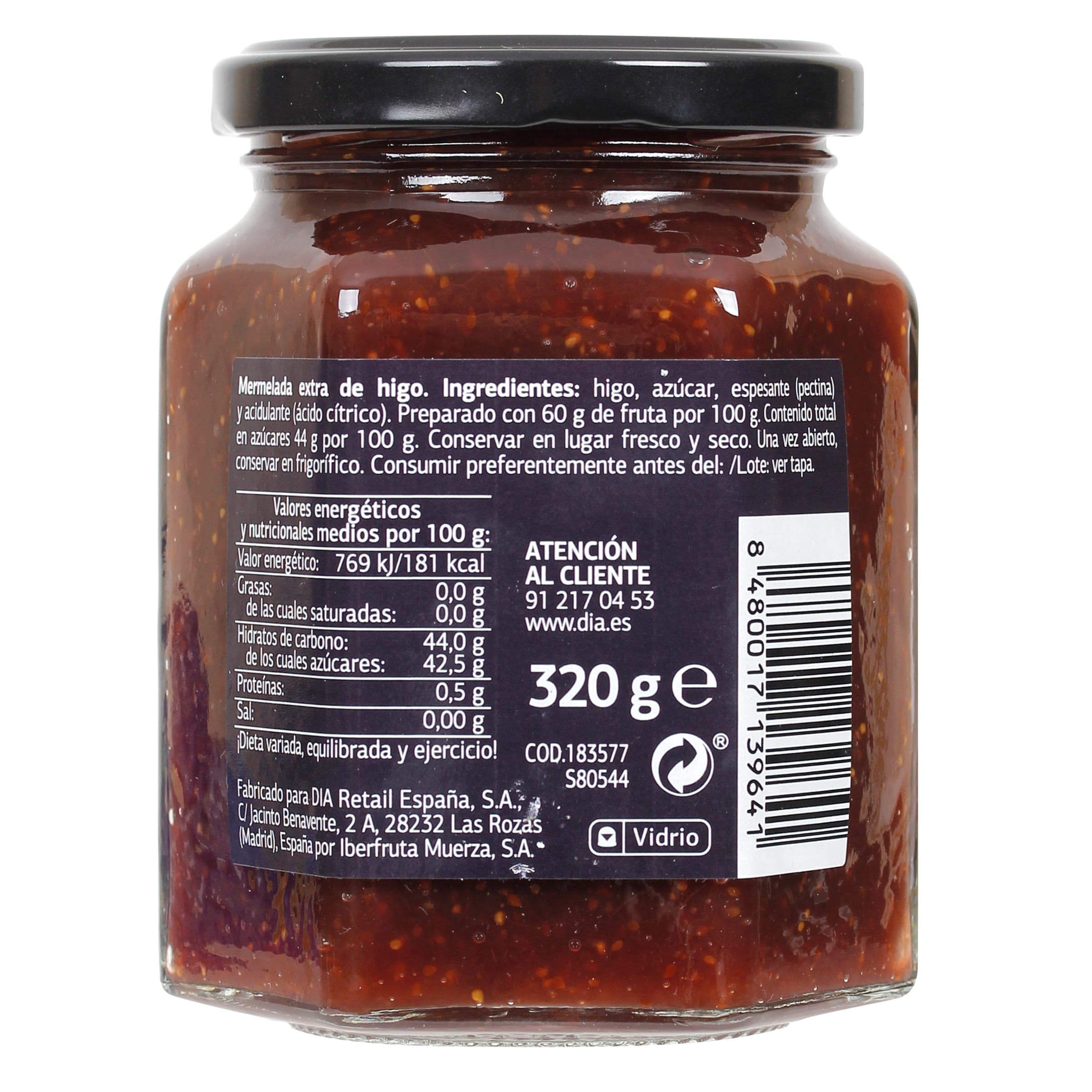 Mermelada de higo extra 60% fruta Dia Fruticampo 320 g