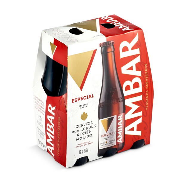 Cerveza Especial Ambar Pack 6 Botellas 25 Cl.