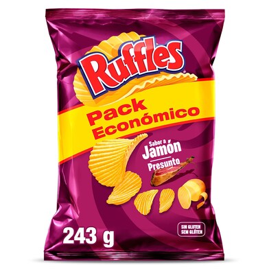 Patatas fritas onduladas sabor a jamón Ruffles bolsa 275 g-0